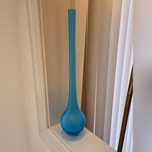 1970s Vibrant Blue Rosenthal Italian Glass Pencil Neck Vase